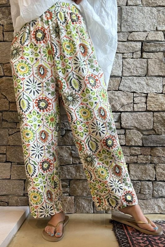 Riad Nights Relaxed Barrel Pant Greens
